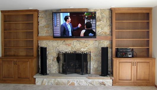 stained fireplace builtins